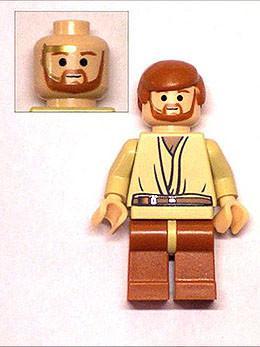 LEGO Minifigure -- Obi-Wan Kenobi, Dark Orange Legs, Light Flesh Head with Headset (set 7283)-Star Wars / Star Wars Episode 3 -- SW0152 -- Creative Brick Builders